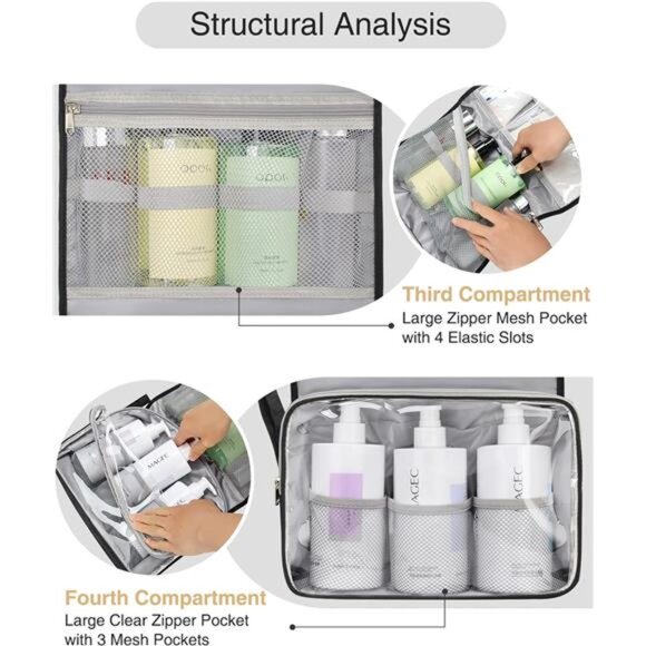 Travel Toiletry Bag for Men,Hanging ToiletryBag for Women Makeup CosmeticStorage - Picture 5 of 7